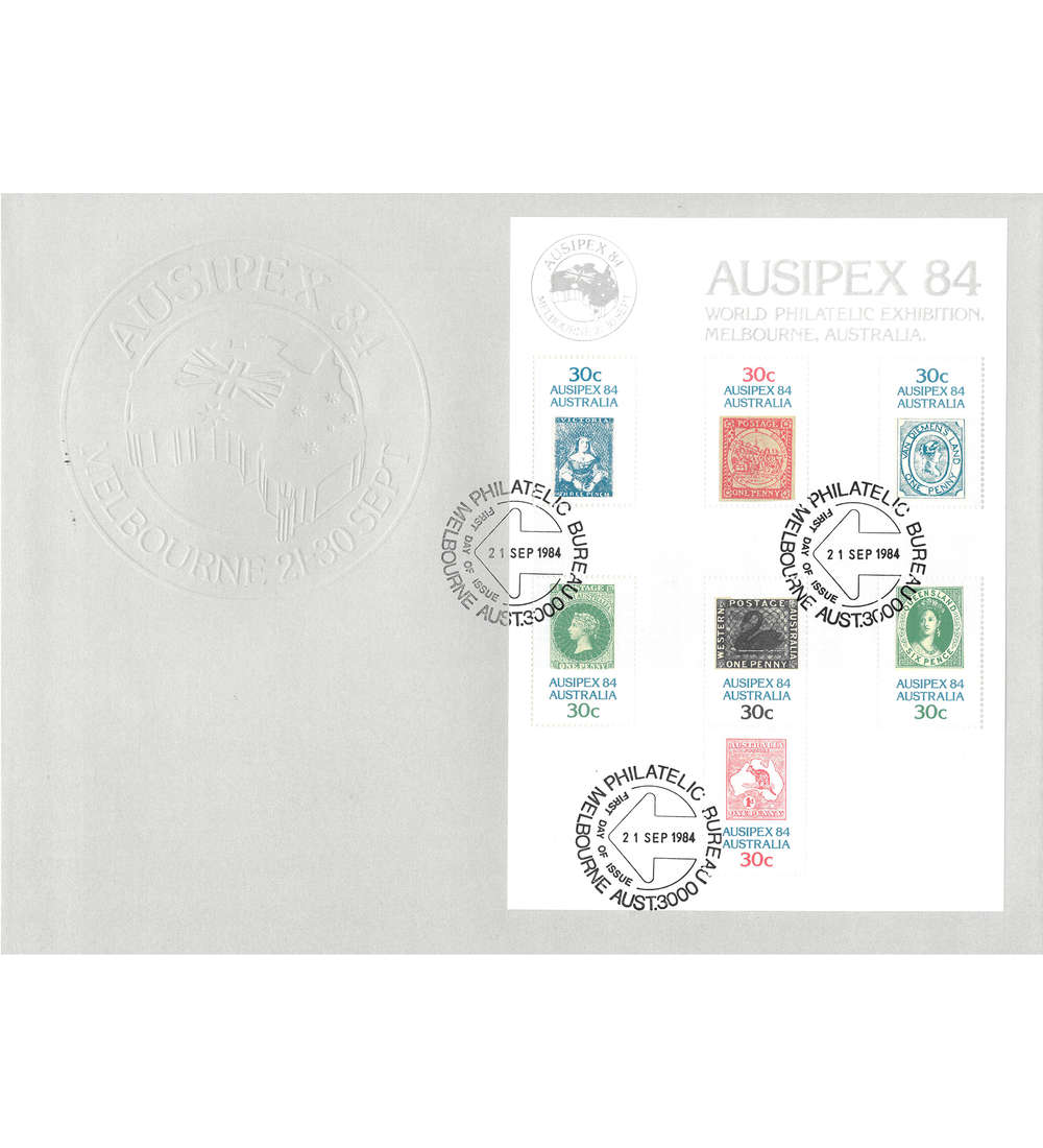 Australien Block 7 FDC Ersttagsbrief Briefmarkenausstellung Marke auf Marke