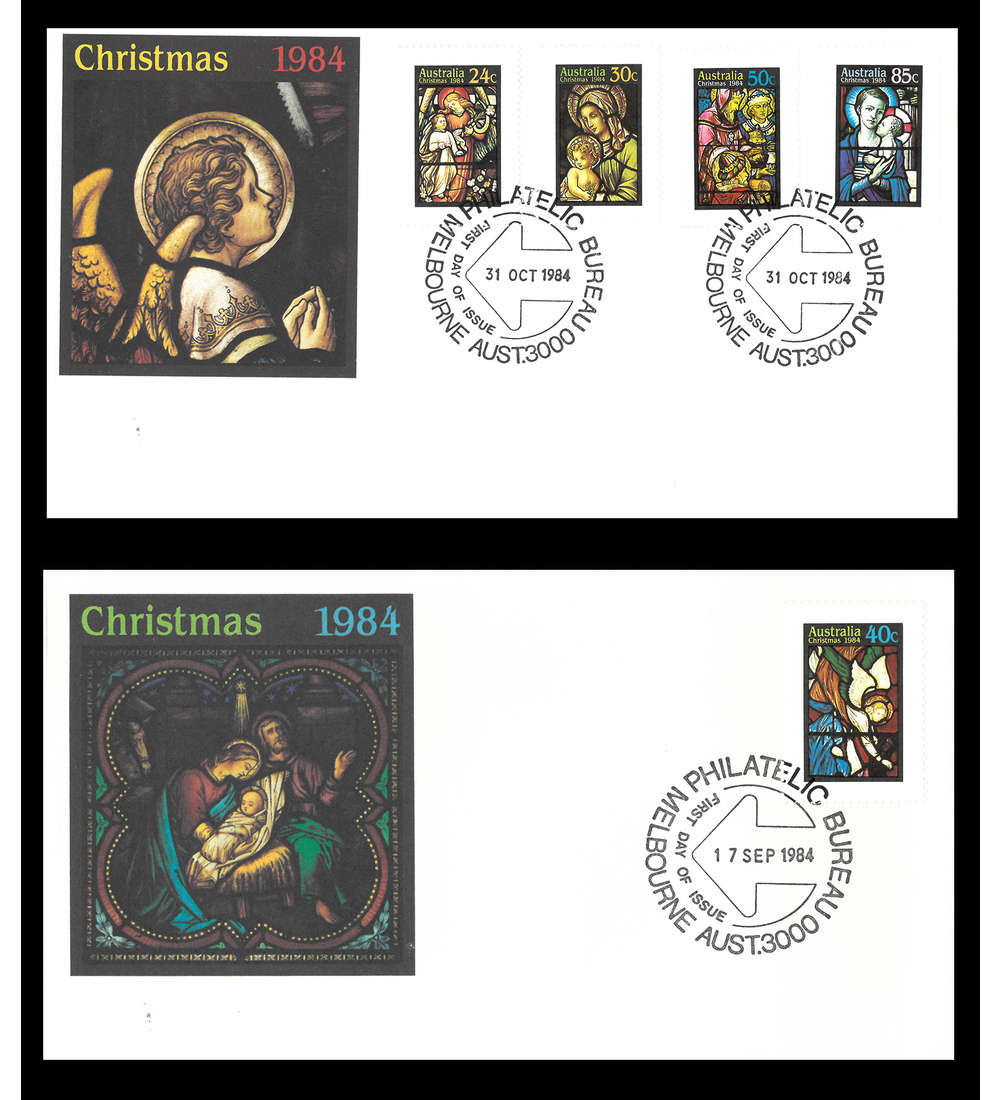 Australien Nr. 895-899 FDC 2 Ersttagsbriefe Weihnachten