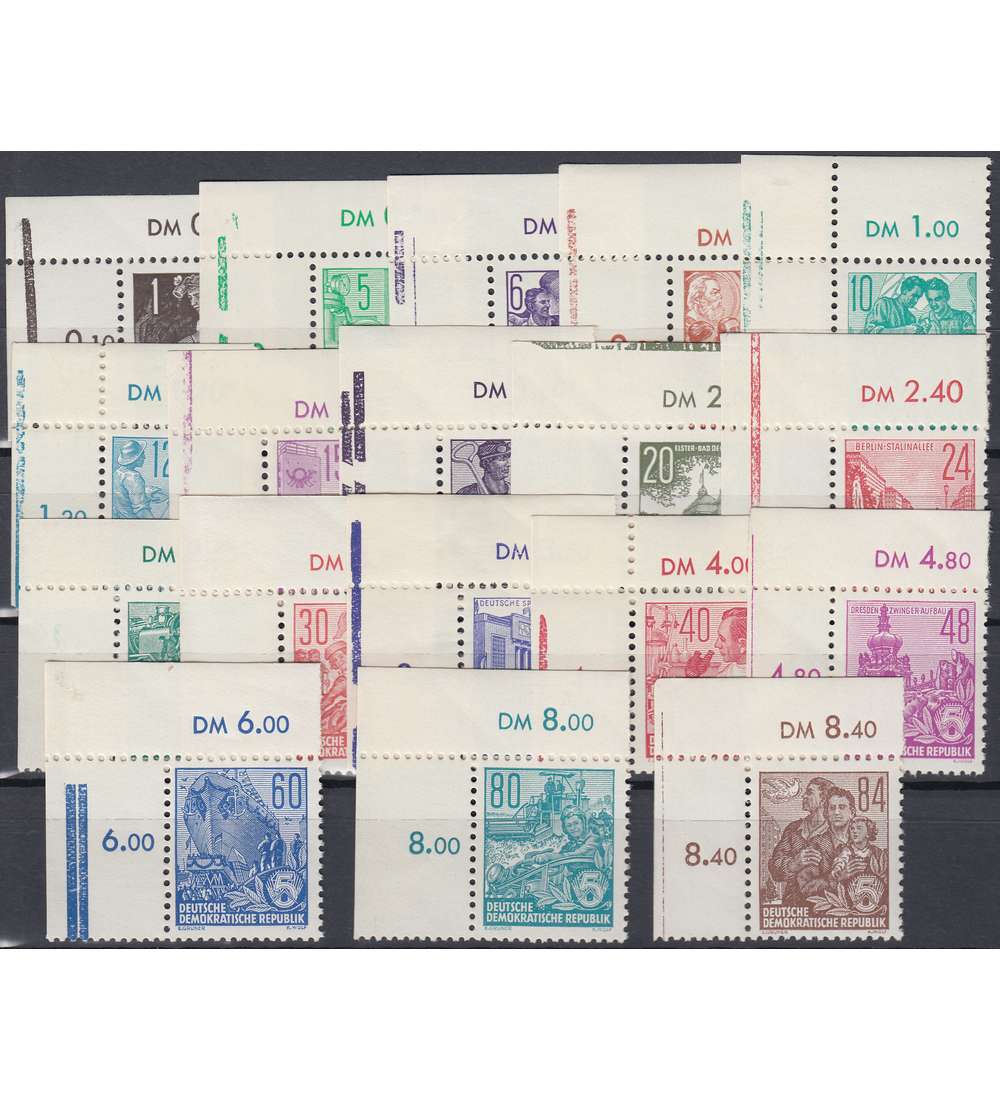 DDR Nr. 405-422 postfrisch ** Eckrandsatz oben links 5-Jahr-Plan 1953