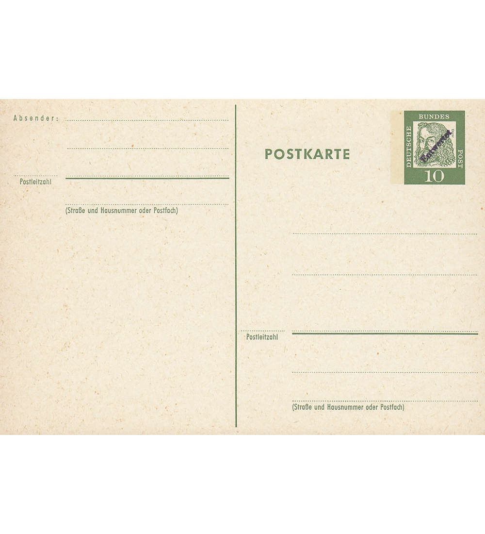 BRD Postkarte Entwertet gepr�ft und signiert