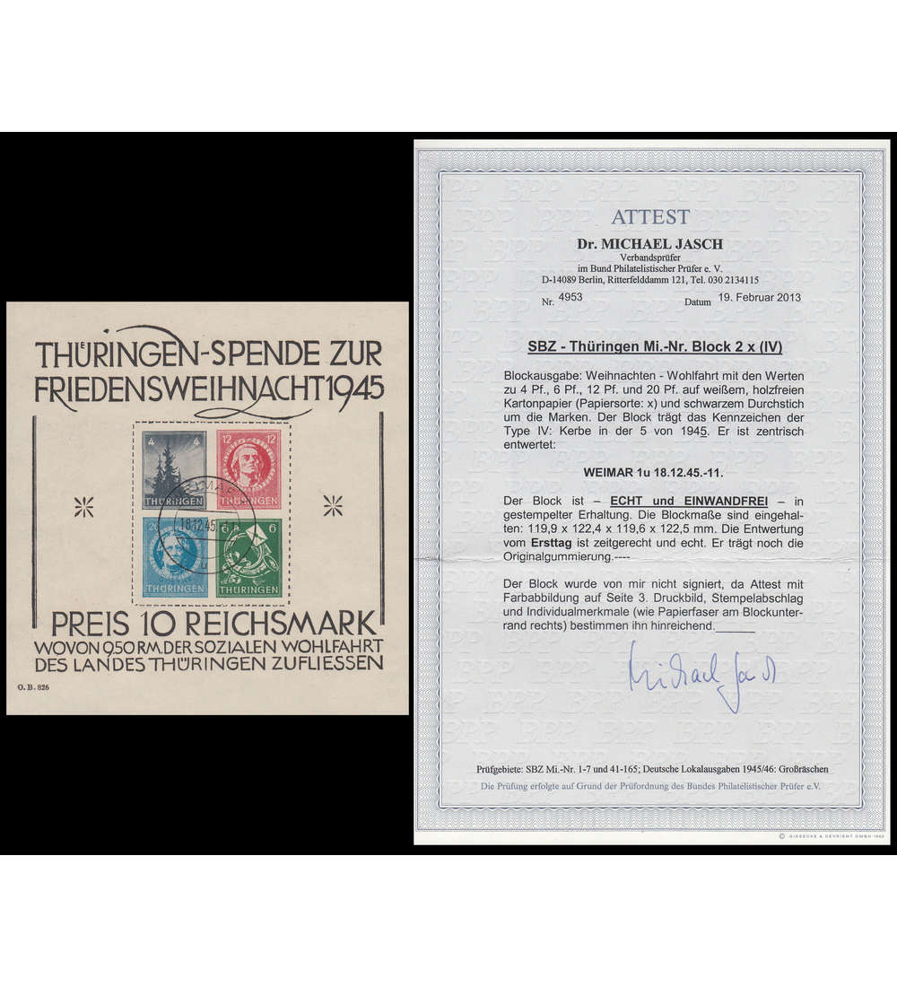 SBZ Block 2x gestempelt mit Fotoattest Dr. Jasch echt und einwandfrei