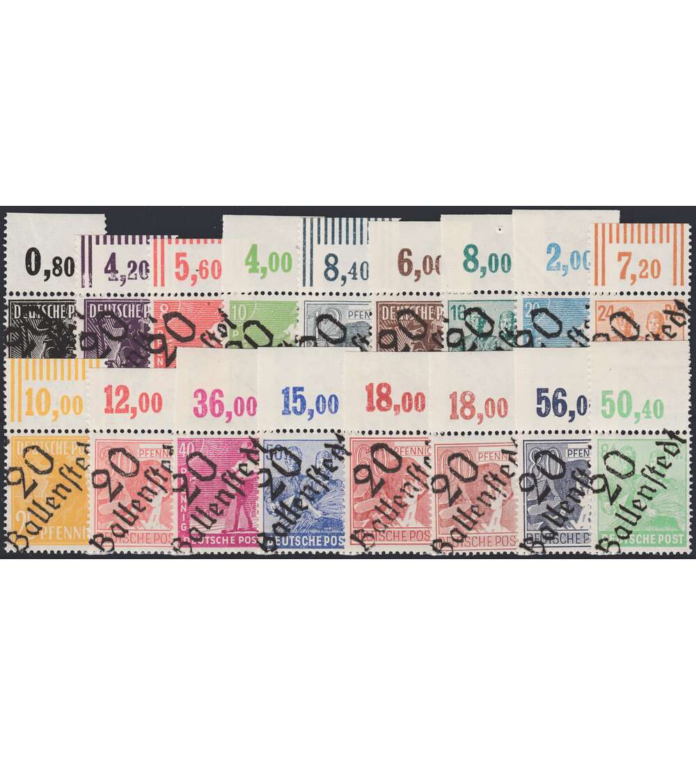 SBZ Nr. 166-181 mit Nr. 179 postfrisch ** Oberrandsatz Bezirk 20 Ballenstedt