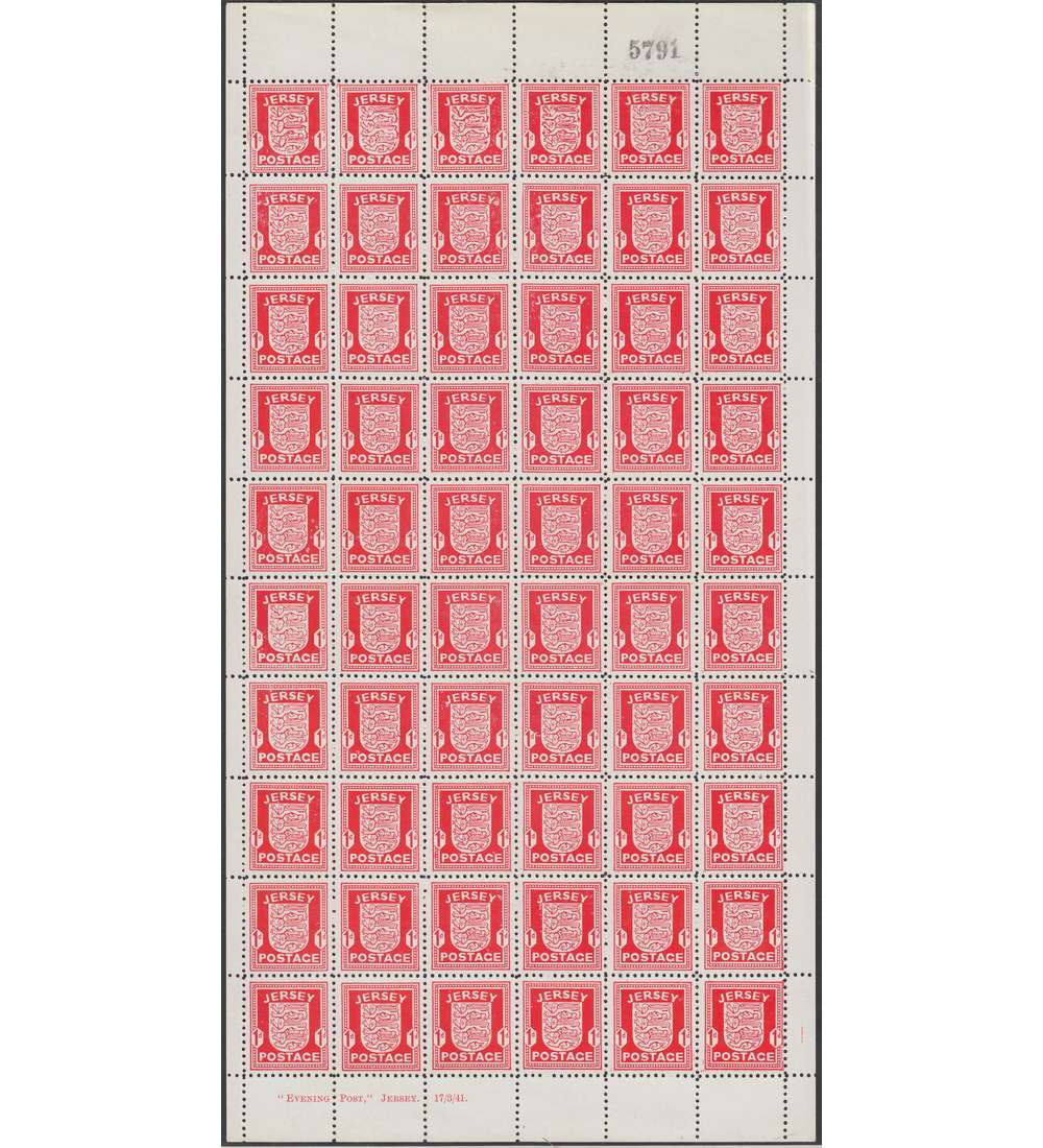 Deutsche Besetzung Jersey Nr. 2z postfrisch ** Originalbogen