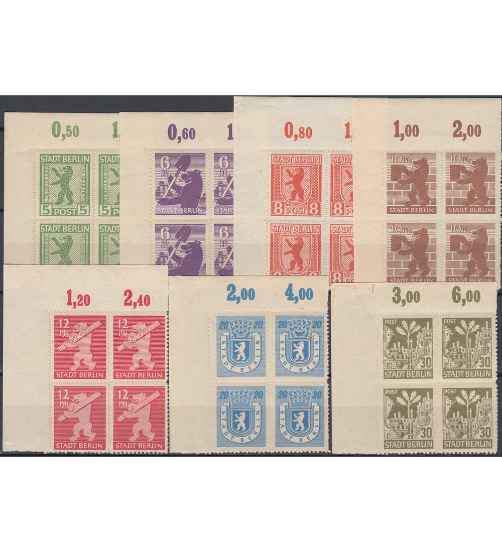 SBZ Nr. 1-7B postfrisch ** 4er-Blocksatz Ecke links oben