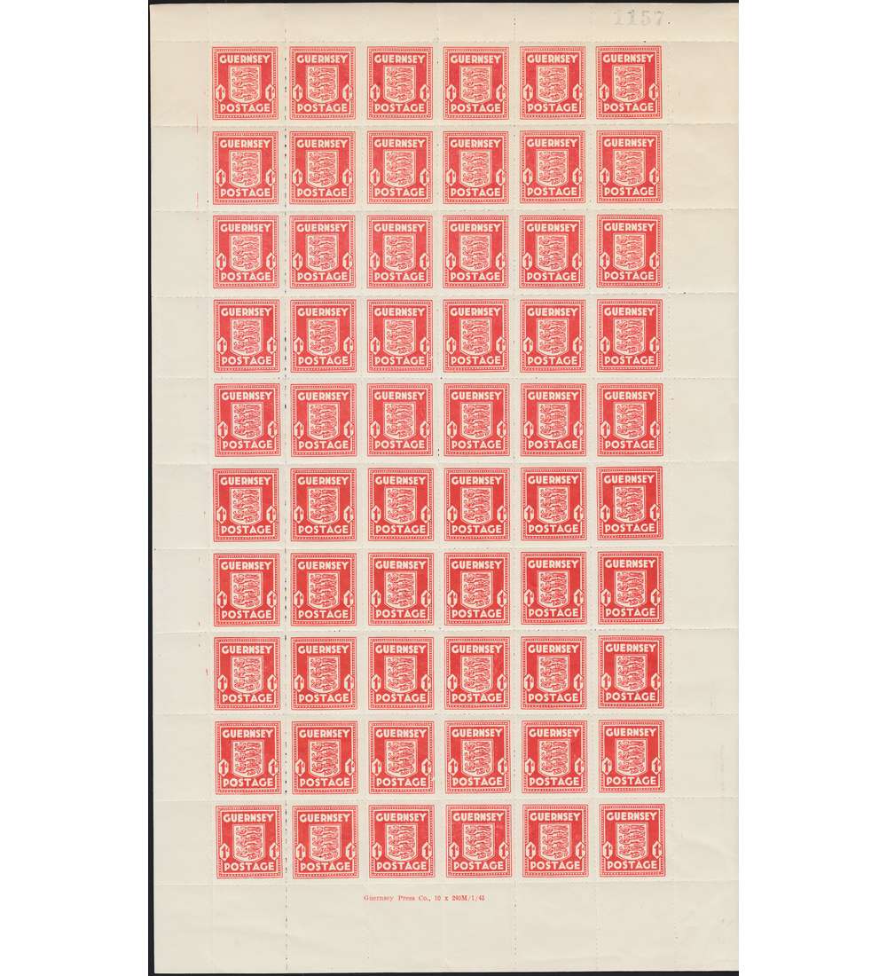 Deutsche Besetzung Guernsey Nr. 2 postfrisch ** Originalbogen