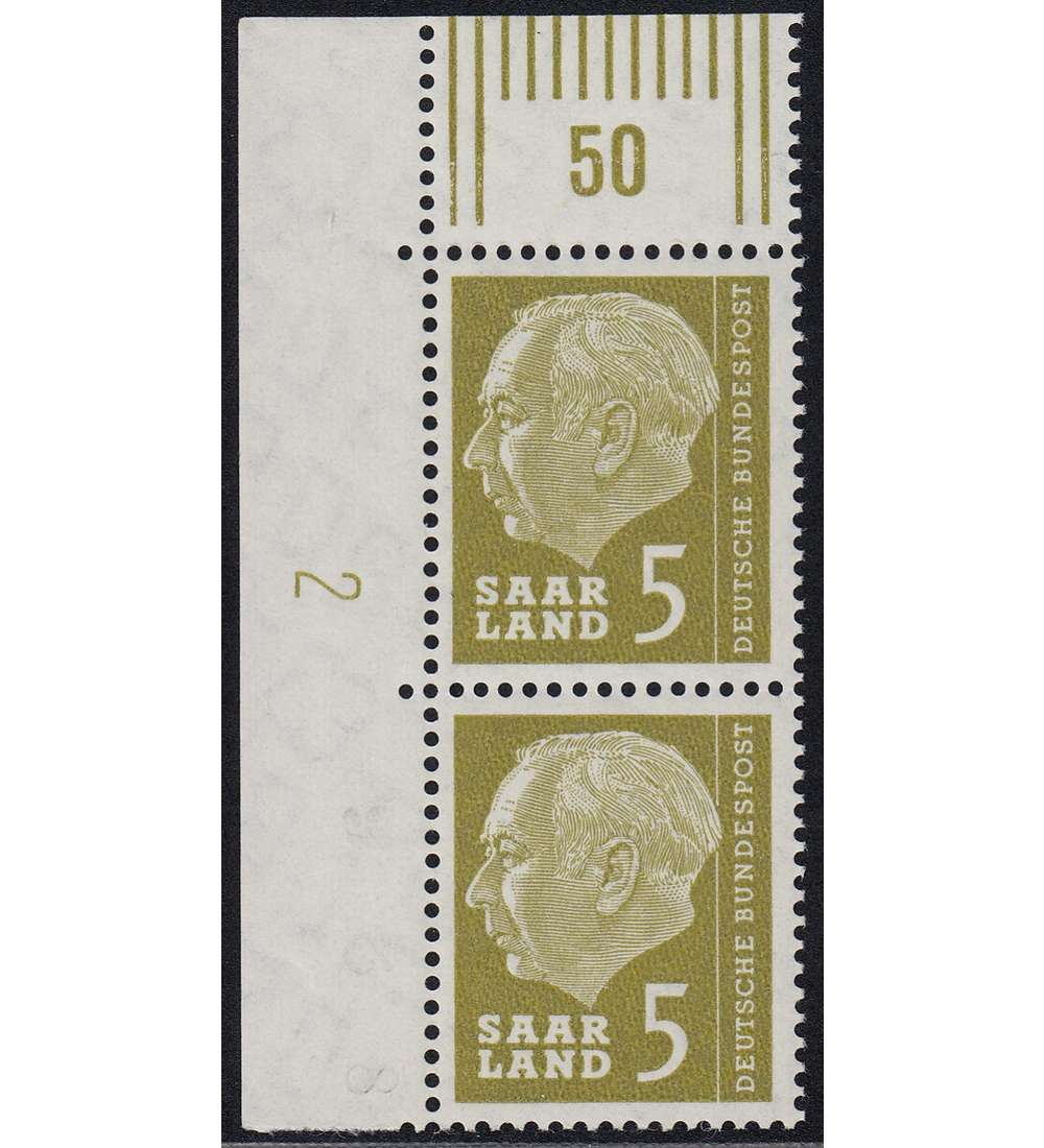 Saar Nr. 384 DZ postfrisch ** Druckerzeichen