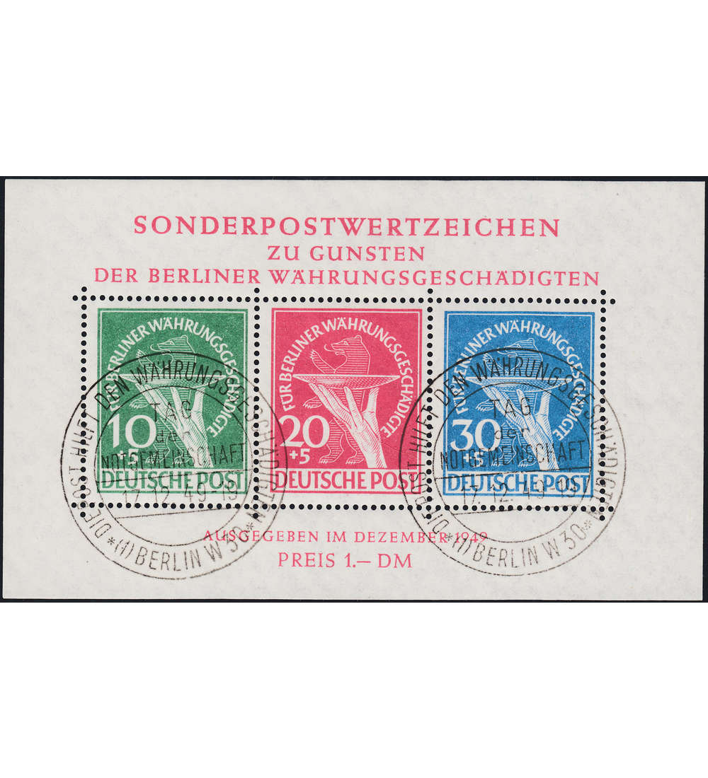 Berlin Block 1 gestempelt mit voller Gummierung