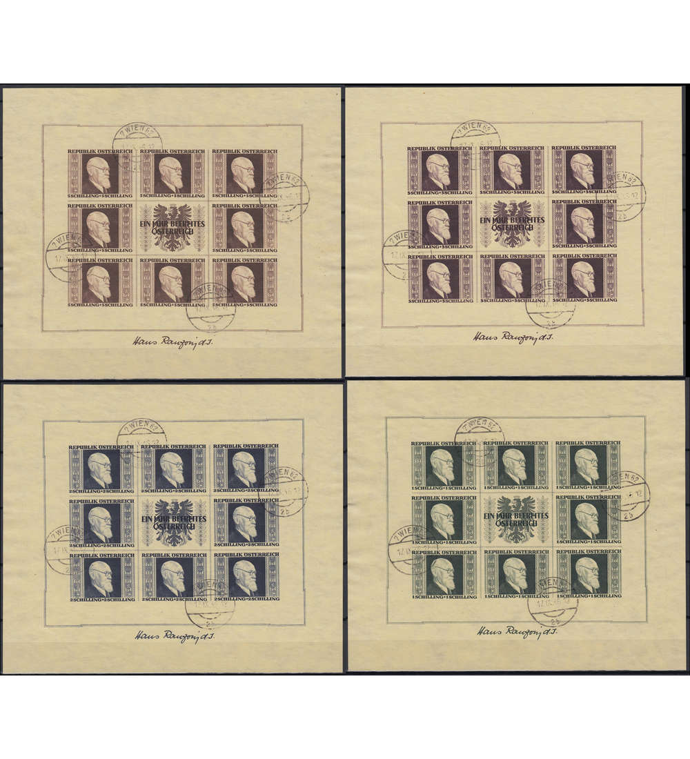 �sterreich Nr. 772-775 gestempelt Renner-Kleinbogen
