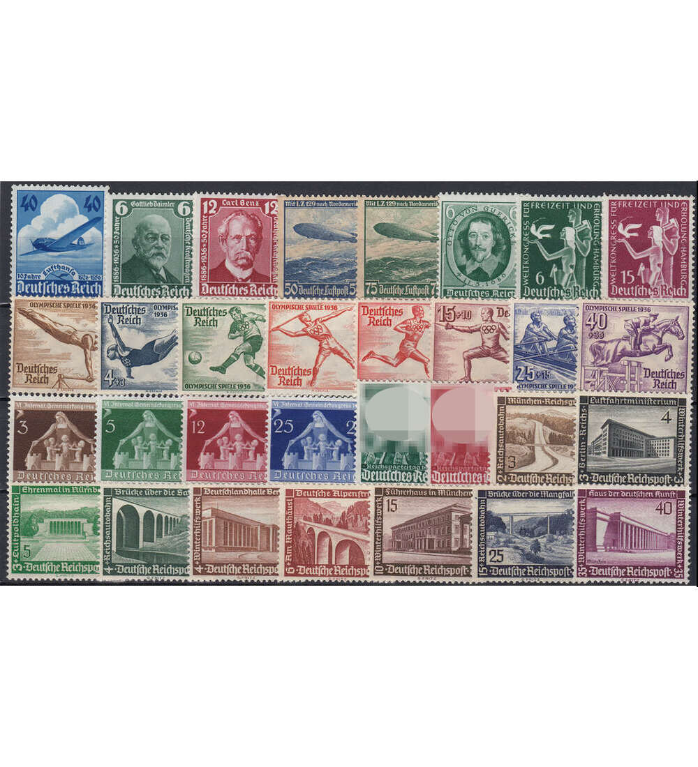 Deutsches Reich 1936 postfrisch ** ohne Blockausgaben