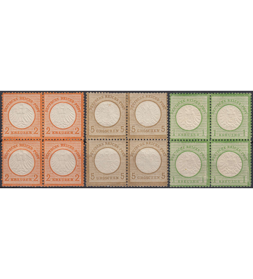 Deutsches Reich Nr. 15,22 und 23 ungestempelt als 4er-Blocks