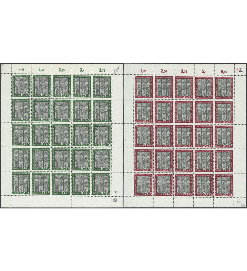 BRD Bund Nr. 139-140 postfrisch ** Bogensatz L�becker Kirchenfenster