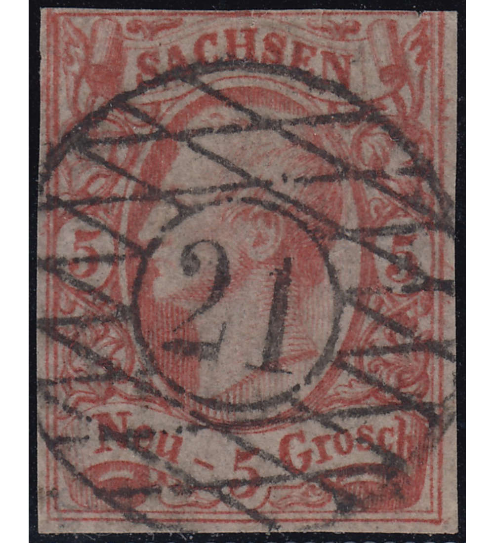 Sachsen Nr. 12x gestempelt gemaschtes Papier