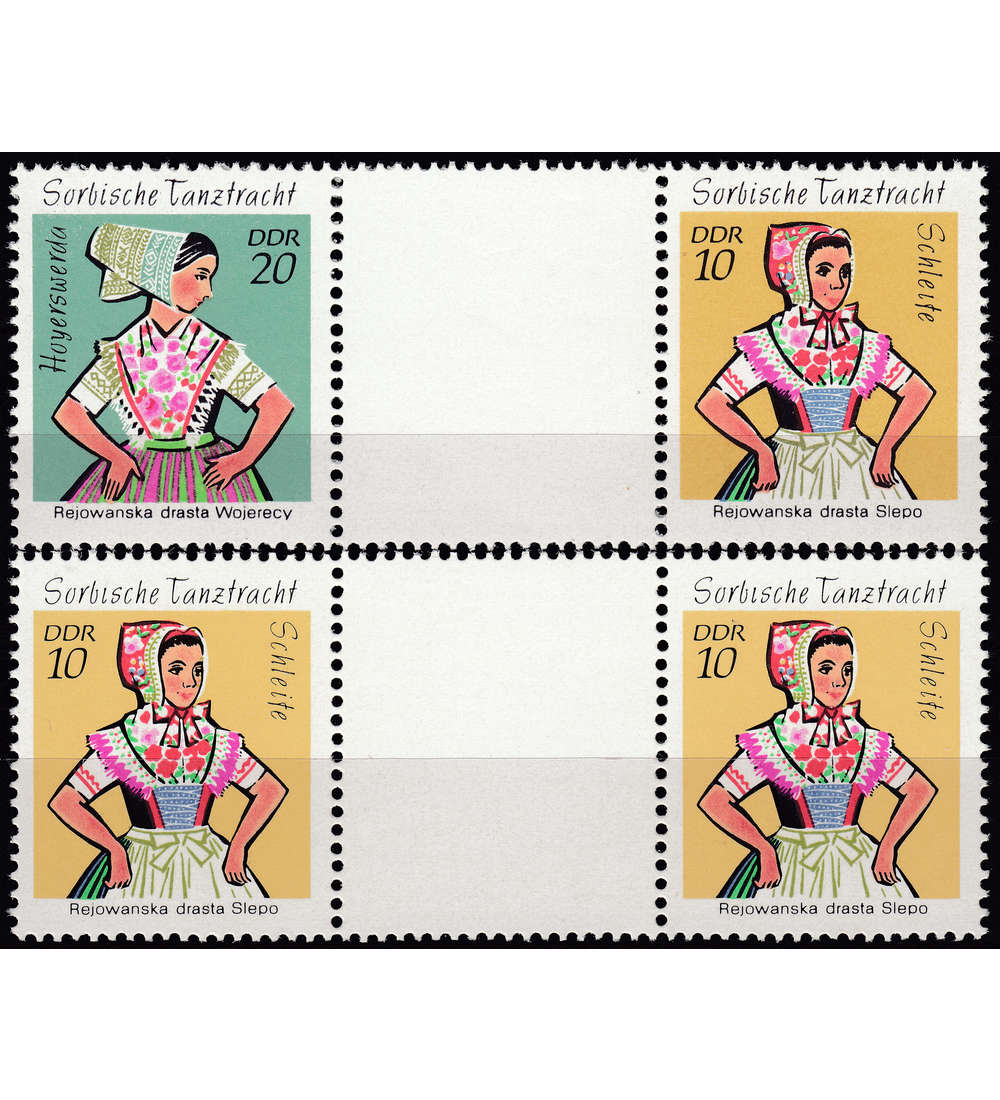 DDR Zusammendrucke WZ 13I und 14I postfrisch ** Trachten