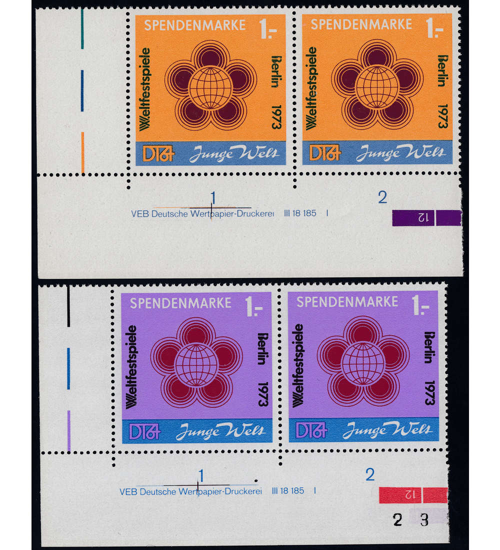 DDR Spendenmarken Nr. 1+2 DV postfrisch ** Druckvermerke