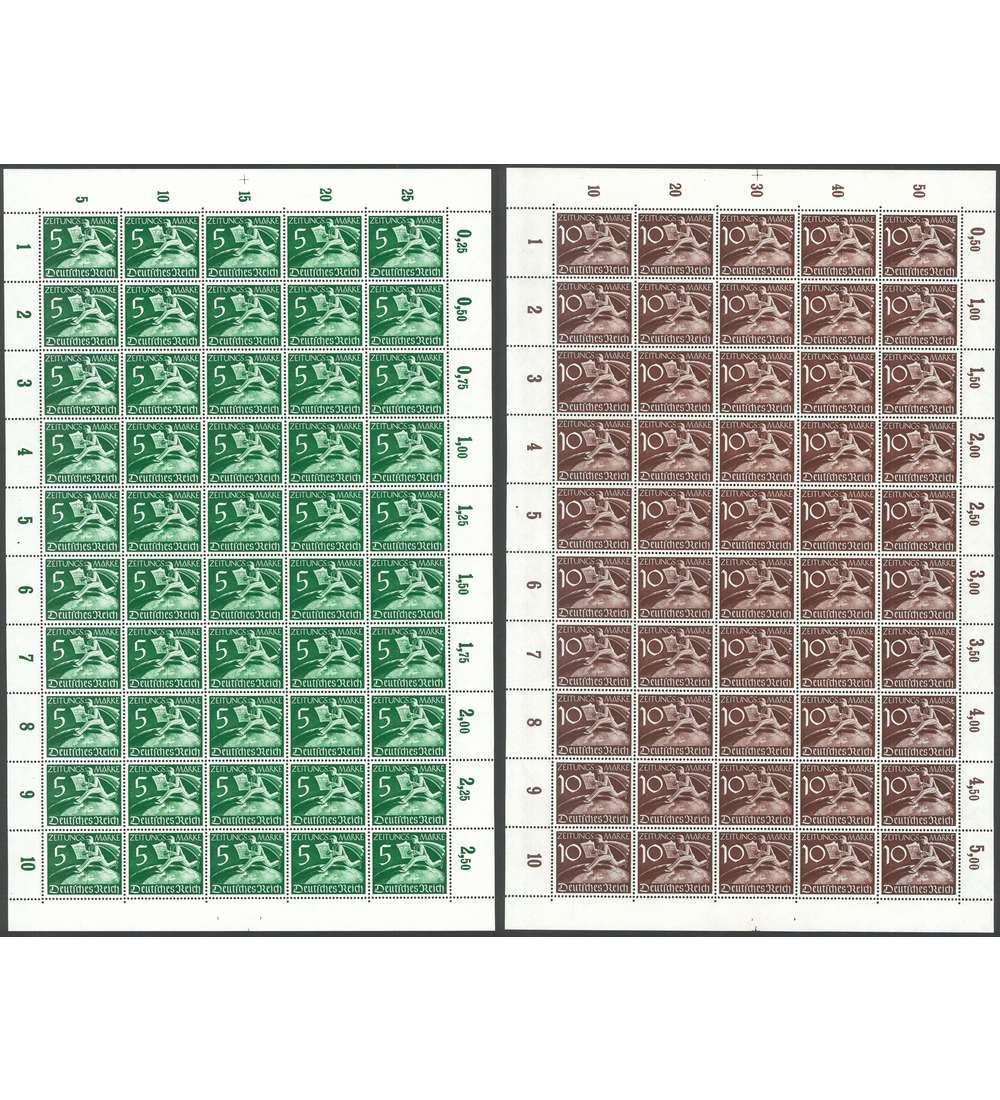 Dt. Reich Nr. Z738-Z739 postfrisch ** Originalbogen Zeitungsmarken