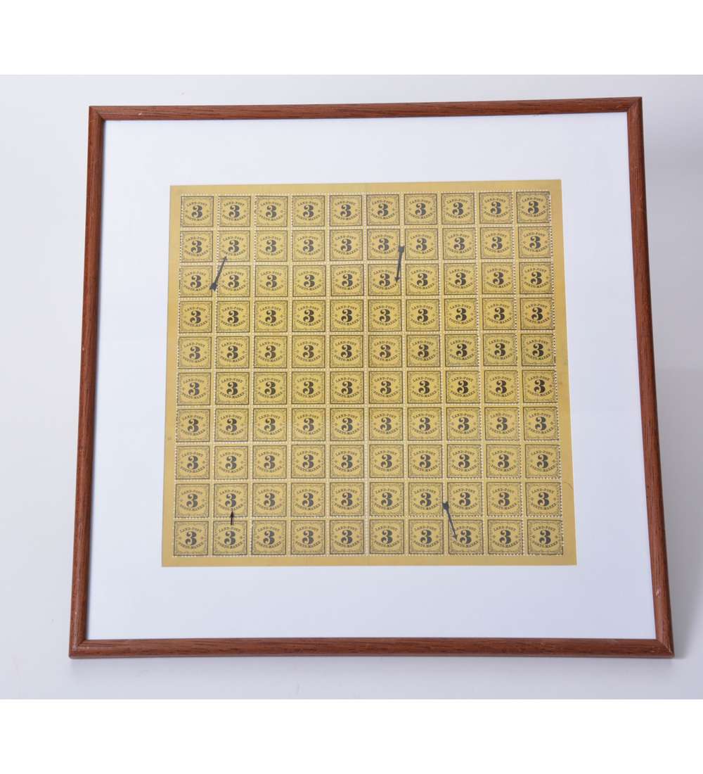 Baden Portomarke Nr. 2 ungestempelt 100er Bogen gerahmt