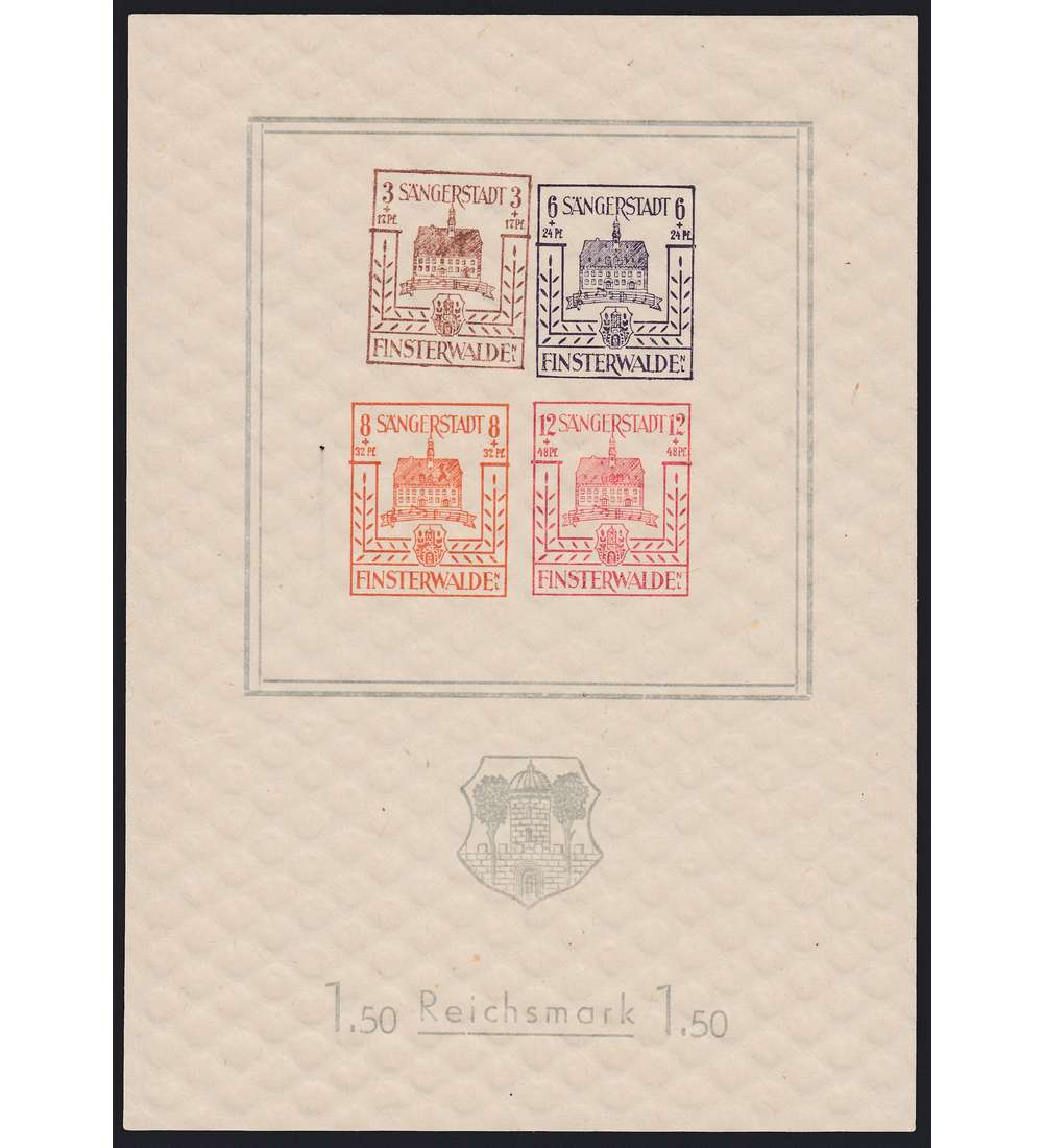 Deutsche Lokalausgabe Finsterwalde Block 2 IV postfrisch dezentrierter 3 Pfennig-Wert