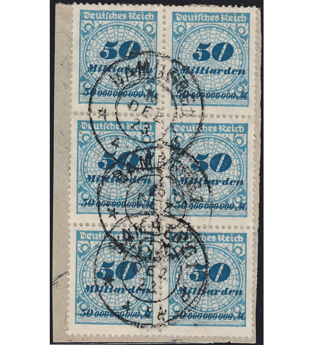 Deutsches Reich Nr. 330A gestempelt 6er-Block auf Briefstck
