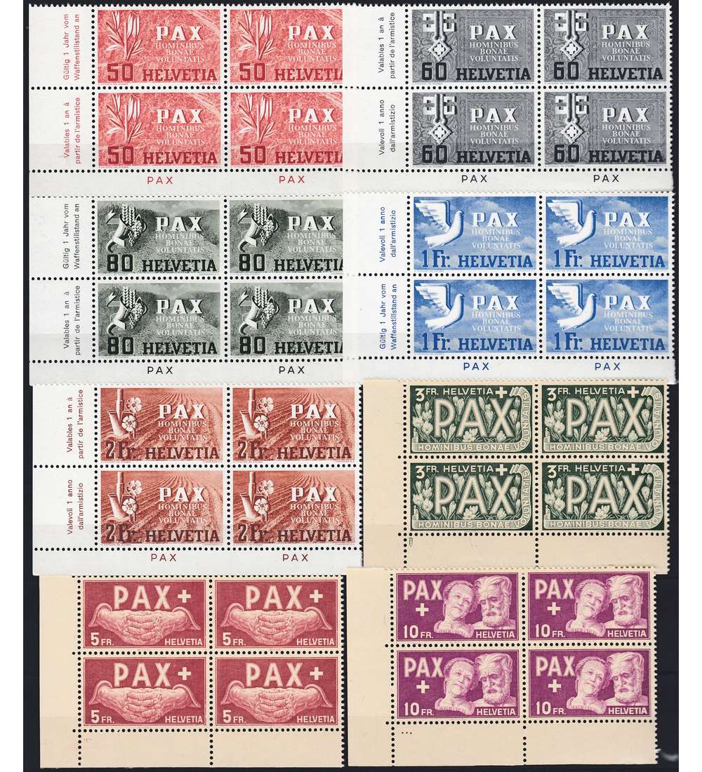  Schweiz Nr. 452-459 postfrisch ** Eckrand-Viererblocks links unten
