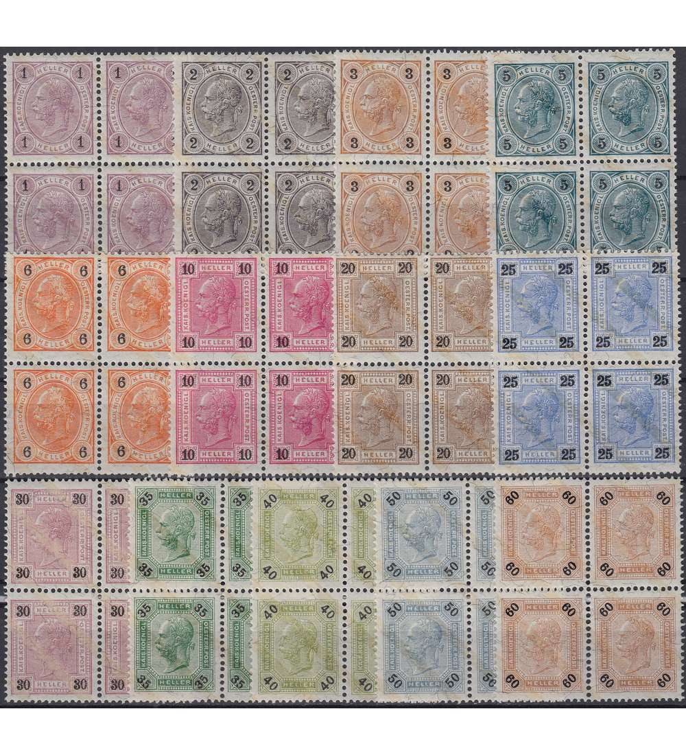   sterreich Nr. 84-96 in postfrischen Viererblocks