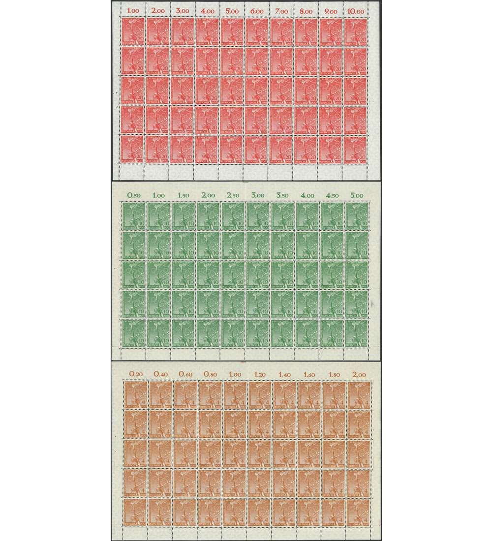 Berlin - Olympia 1952 Nr. 88 - 90 postfrisch im Originalbogen