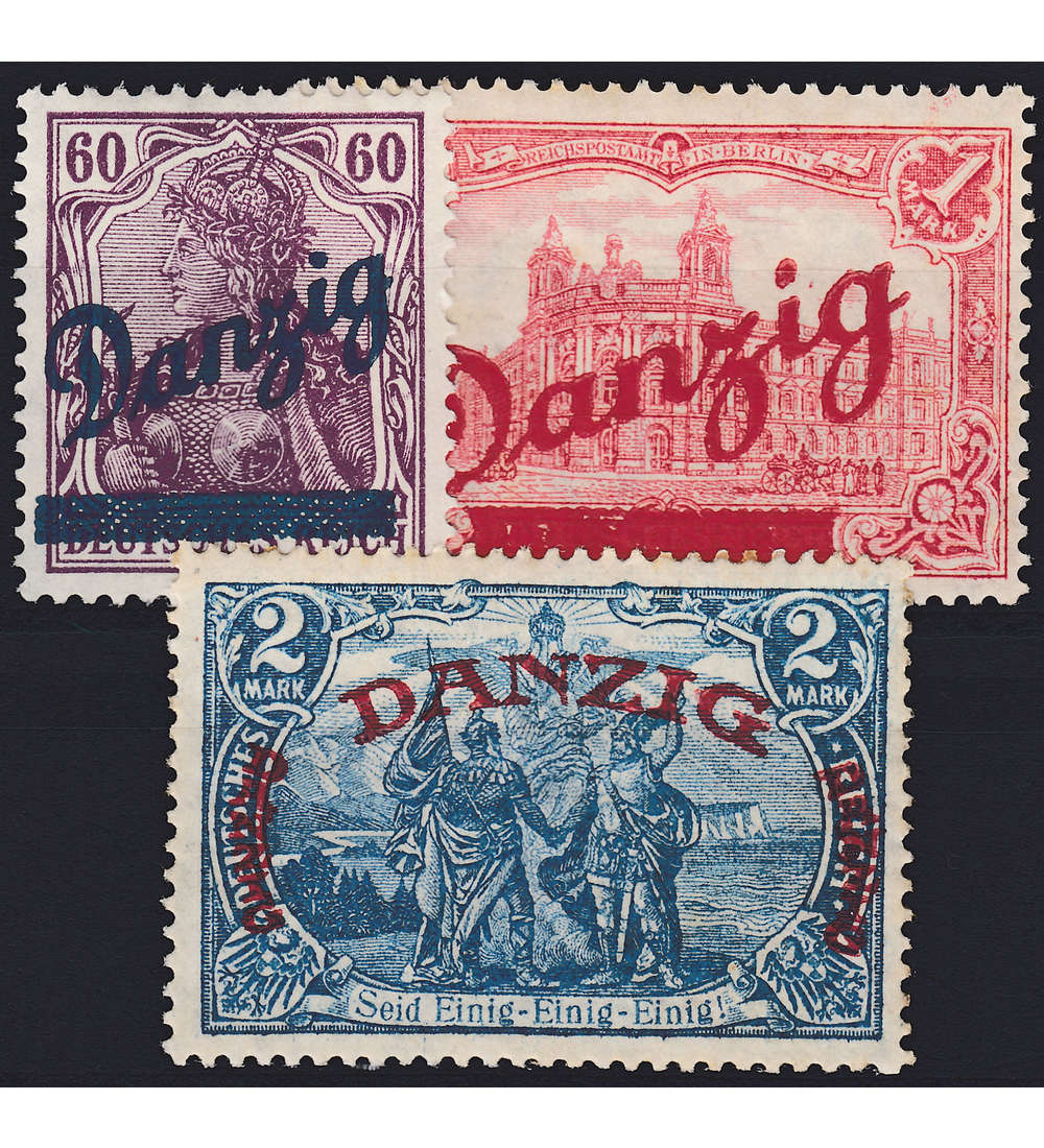 Danzig Gro�er Innendienst Nr. 47 - 49 postfrisch gepr�ft u. signiert