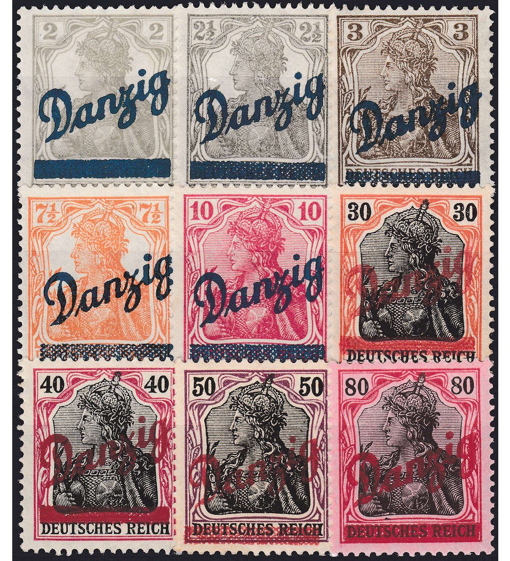 Danzig Kleiner Innendienst Nr. 32 - 40 postfrisch gepr�ft u. signiert