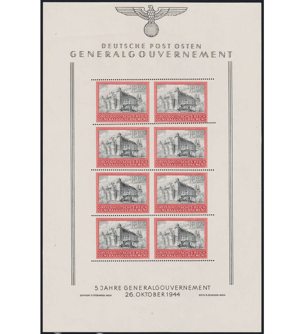 Generalgouvernement Nr. 125 postfrisch mit der Abart nur waagerechte Zhnung