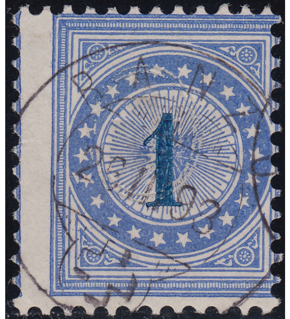 Schweiz - Portomarke Nr. 1 stark verschobenes Markenbild gestempelt