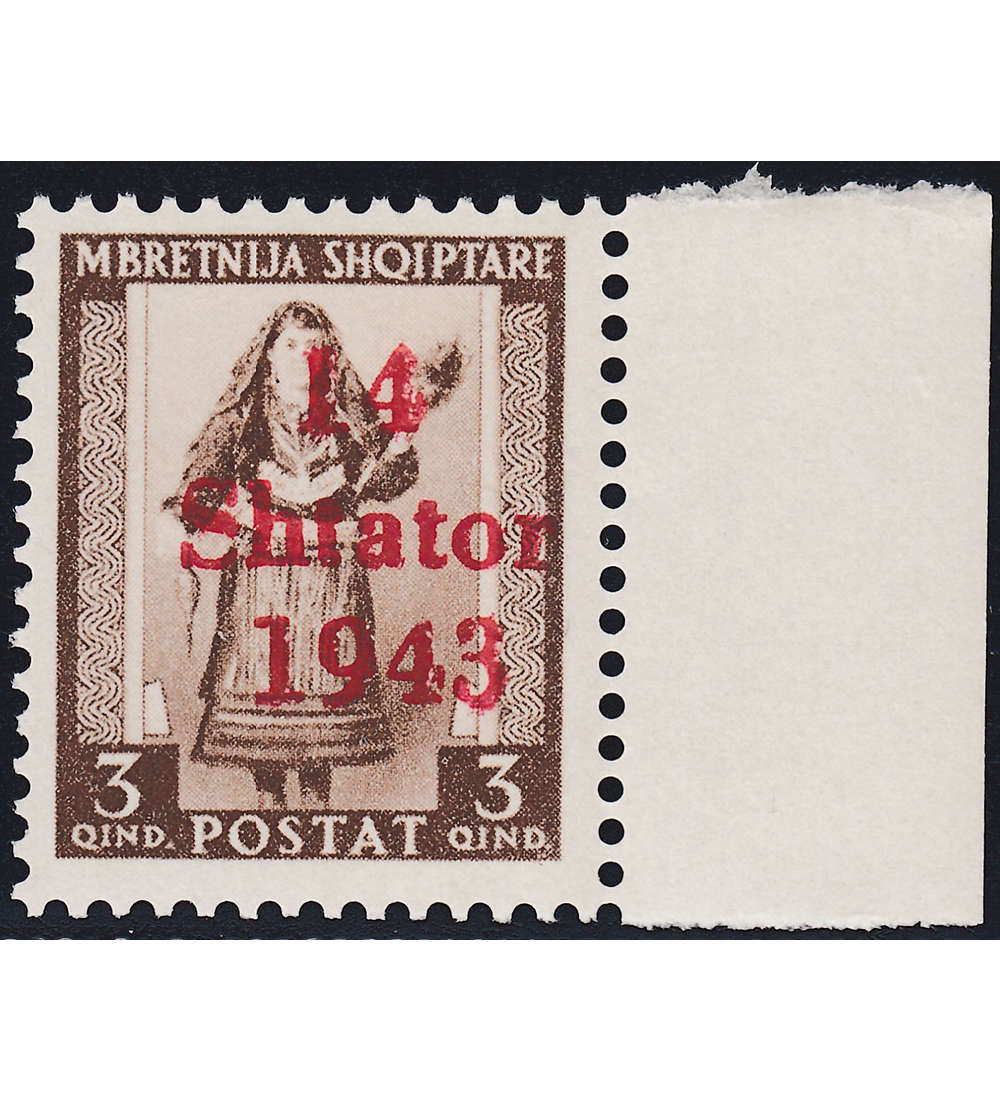 Deutsche Besetzung - Albanien Nr. 3 XIII Plattenfehler postfrisch **