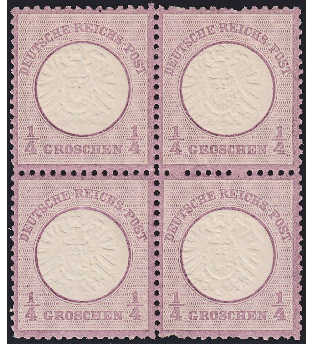Deutsches Reich Nr. 16 postfrisch ** 4er-Block mit blichen Altersspuren