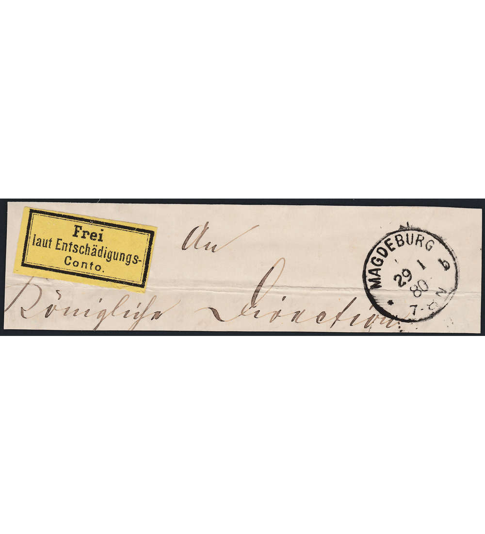 Deutsches Reich Gebhrenzettel Nr. I auf Briefabschnitt