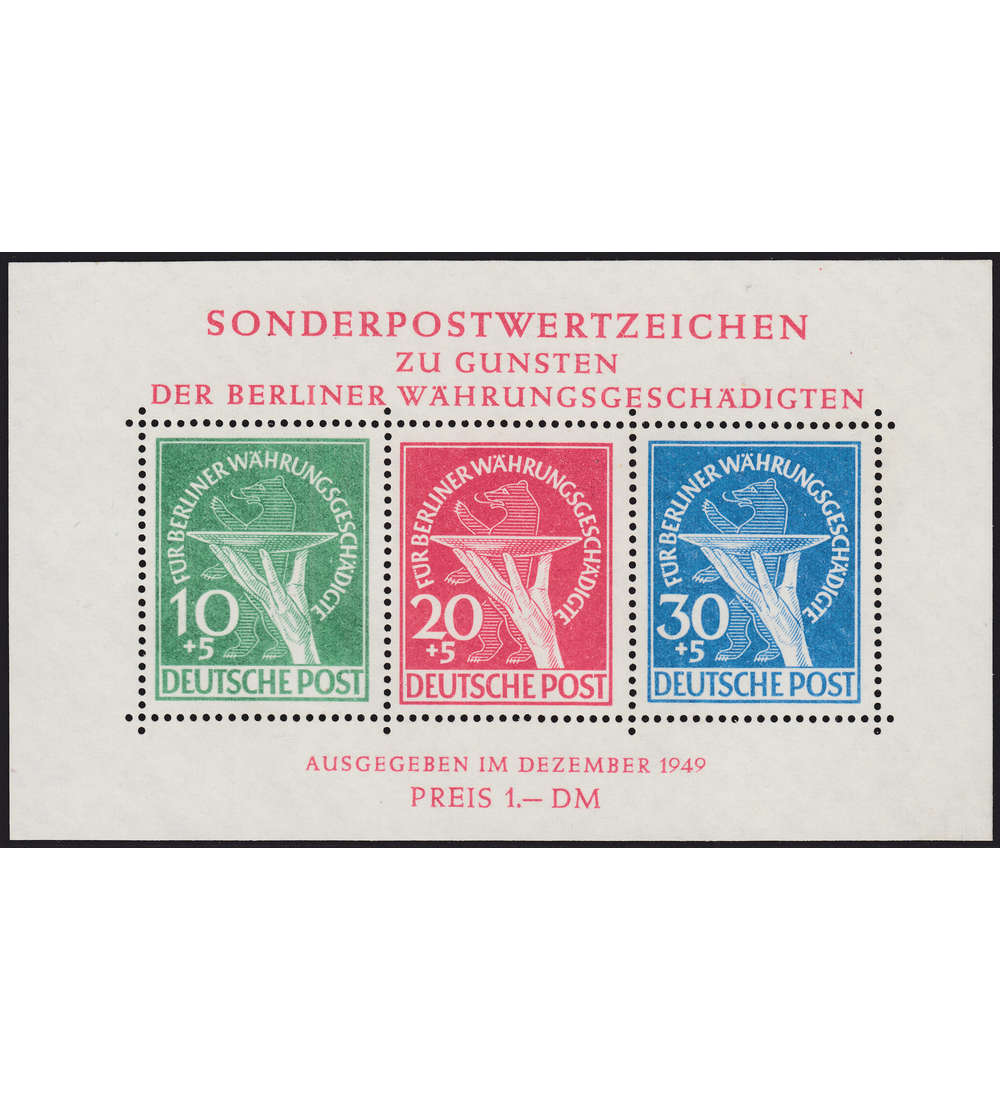 Berlin Block 1III ungestempelt erh�ht gepr�ft Schlegel unfrische Gummierung