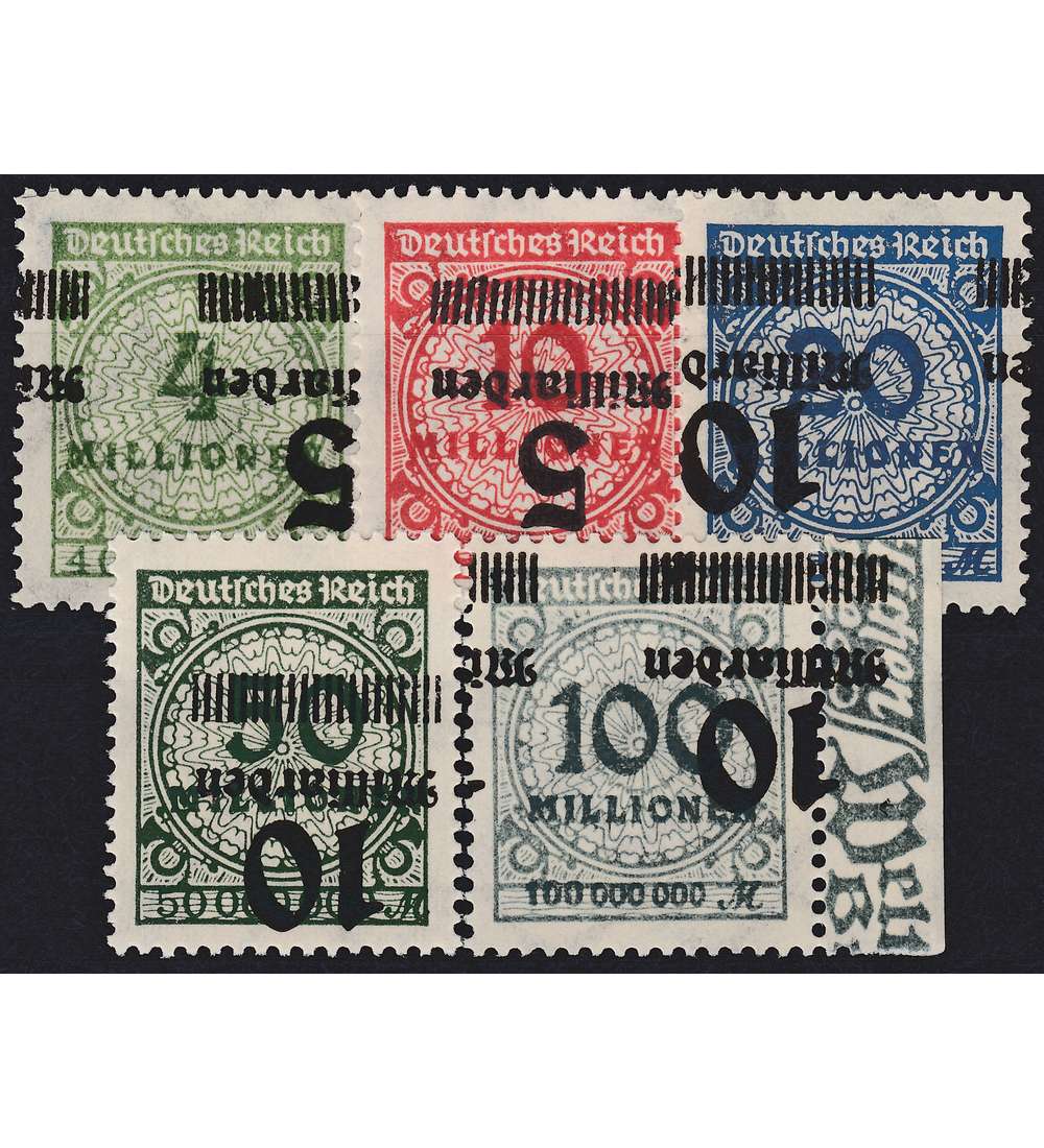 Deutsches Reich 5 Kopfstehende Aufdrucke