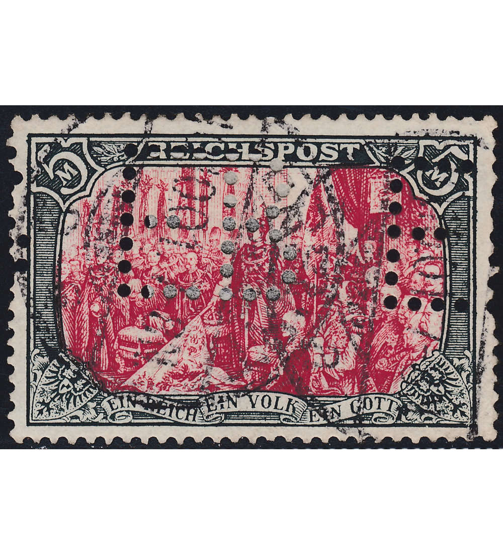 Deutsches Reich Nr. 66 gestempelt mit seltener Lochung geprft + signiert