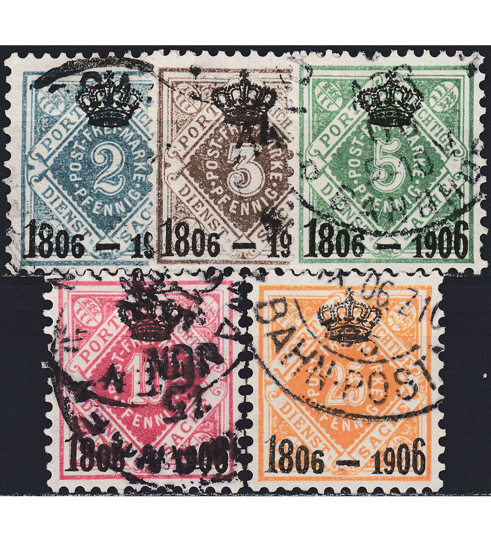 Wrttemberg Nr. D 107 - 111 gestempelt, geprft, signiert