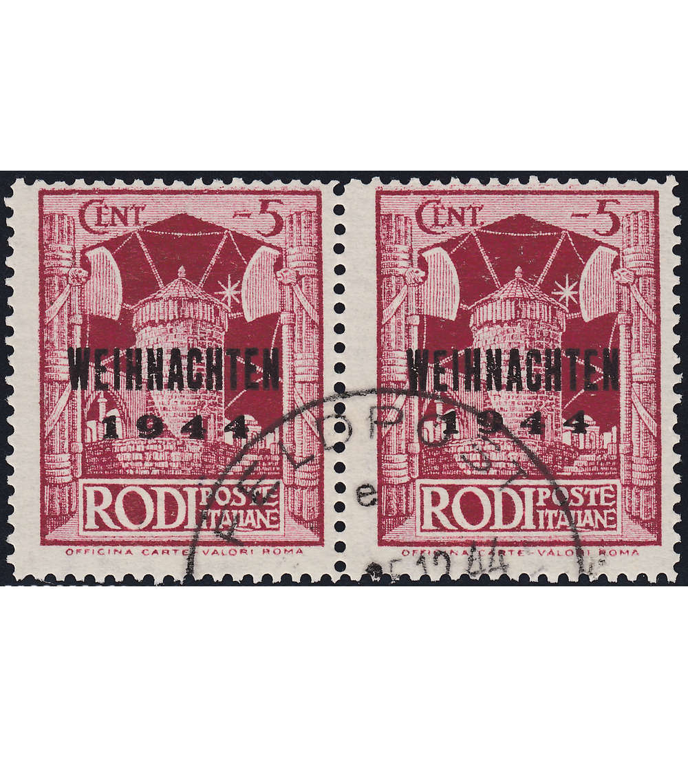 Deutsches Reich Feldpost Nr. 12 I+V gestempeltes Paar Rhodos geprft+signiert