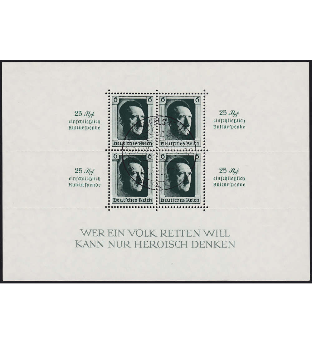   Deutsches Reich Block 9 mit Sonderstempel und Gummierung