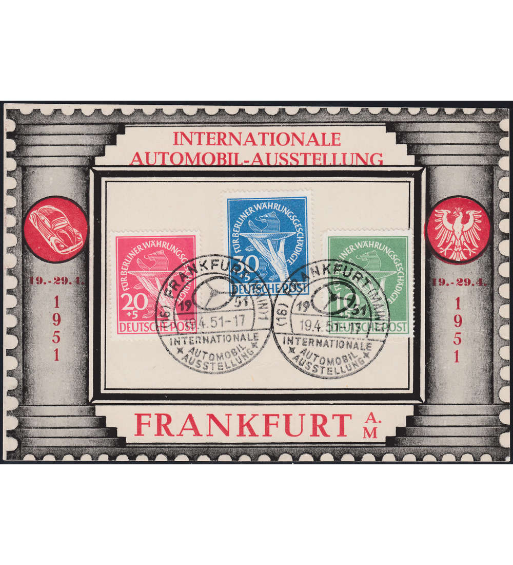 Berlin- Sonderkarte IAA 1951 mit Nr. 68-70 mit passendem Sonderstempel