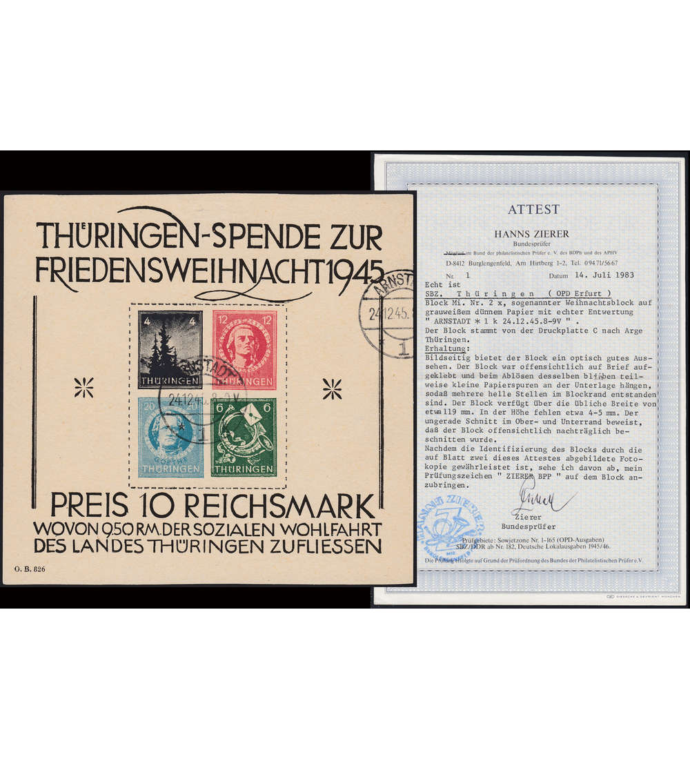 SBZ Block 2 gestempelt Fotoattest