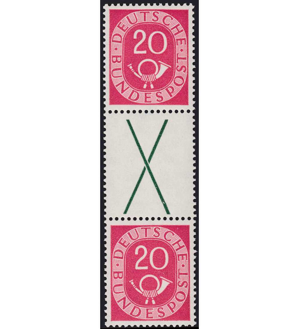 BRD Bund Zusammendruck S 6 Posthorn postfrisch ** Farbfotoattest