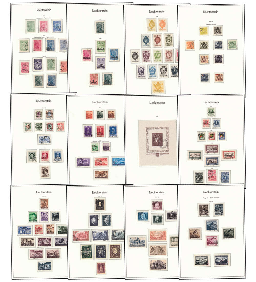 Liechtenstein Sammlung gestempelt 1912-2000