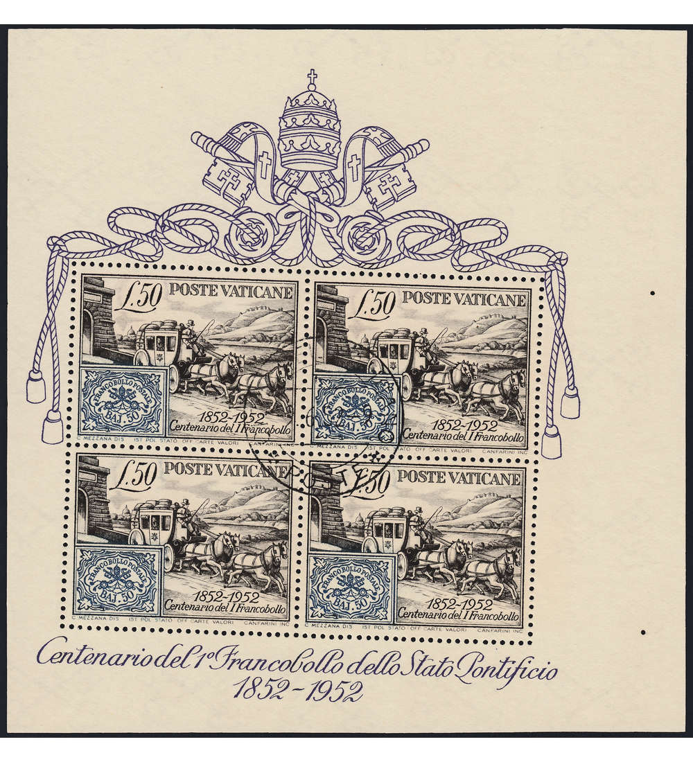 Vatikan Block 1 gestempelt mit Verschnitt und Vergleichsstck