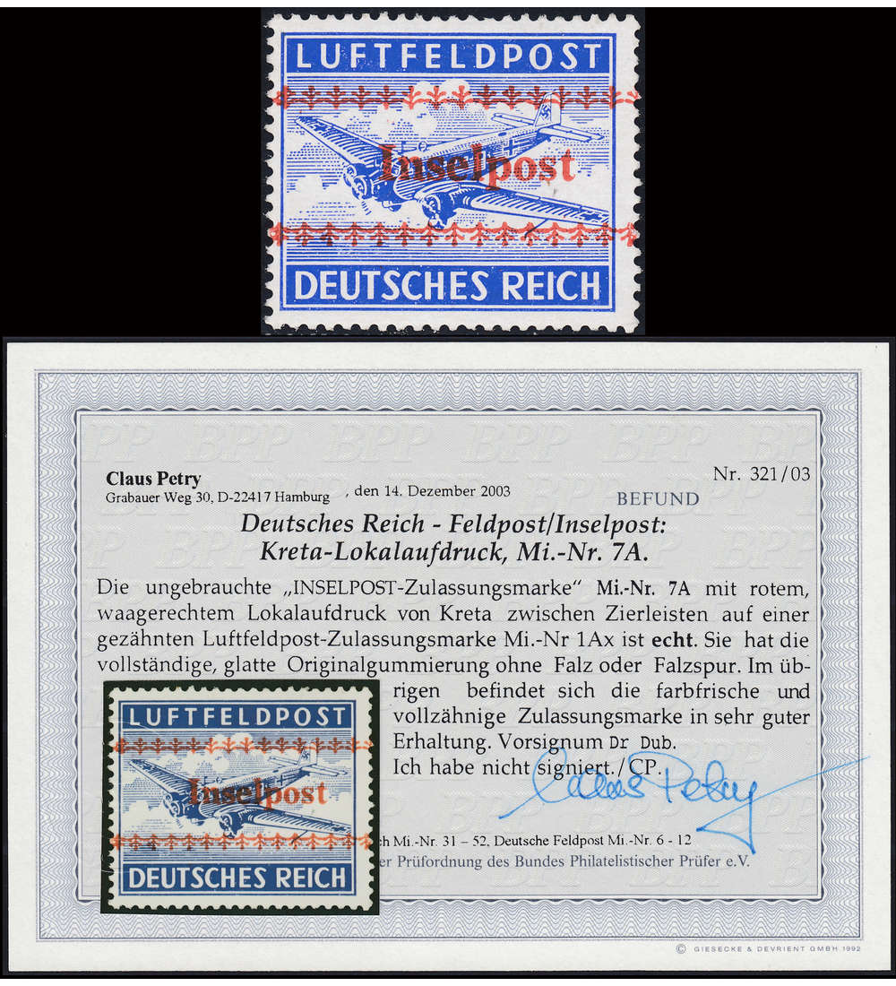 Deutsches Reich Feldpost Nr. 7 A postfrisch Kreta