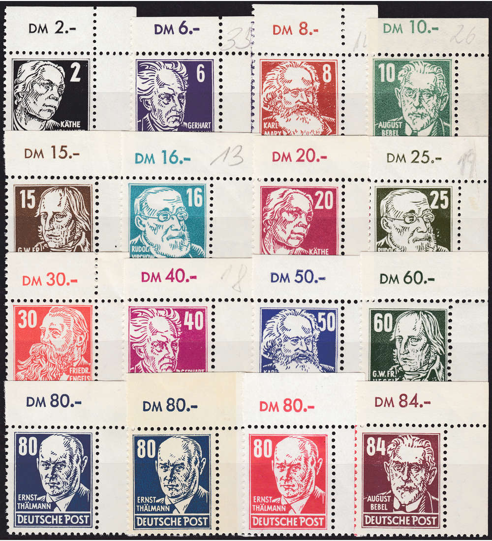 DDR Nr. 327-341 postfrisch ** Eckrand oben rechts