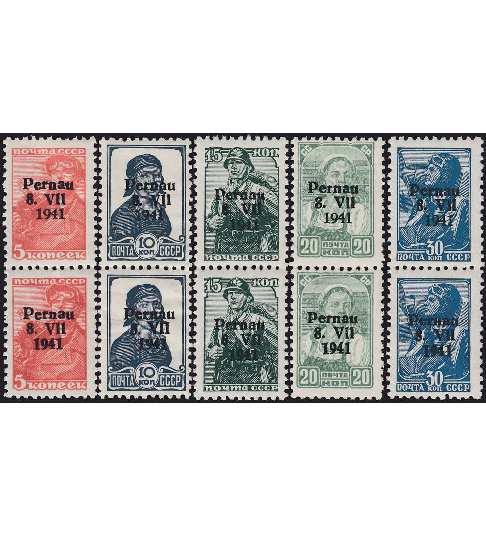 Dt. Besetzung Pernau postfr. Nr. 5-9 II Untertype III senkrechtes Paar