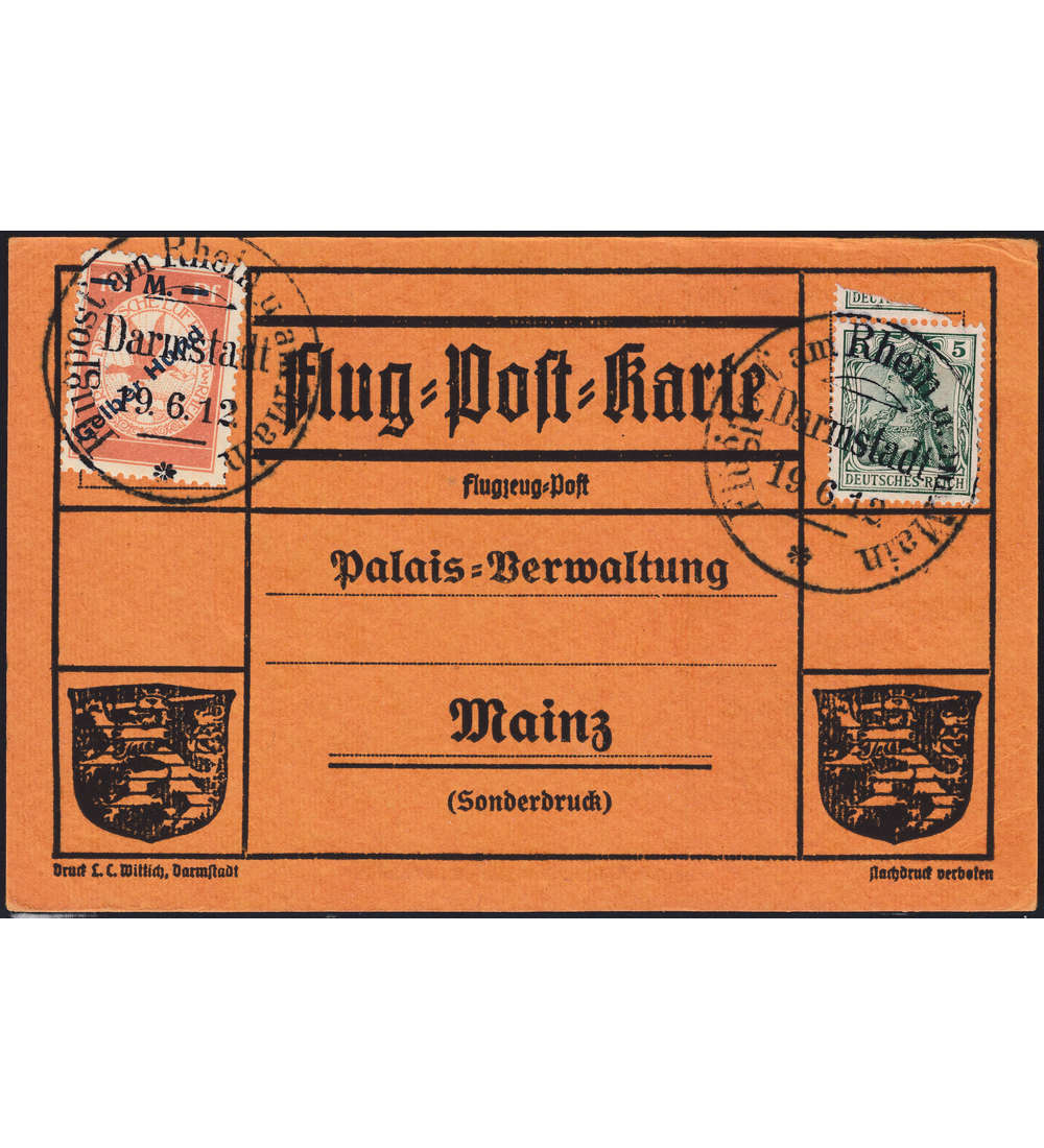 Deutsches Reich IV auf Flugpostkarte Gelber Hund