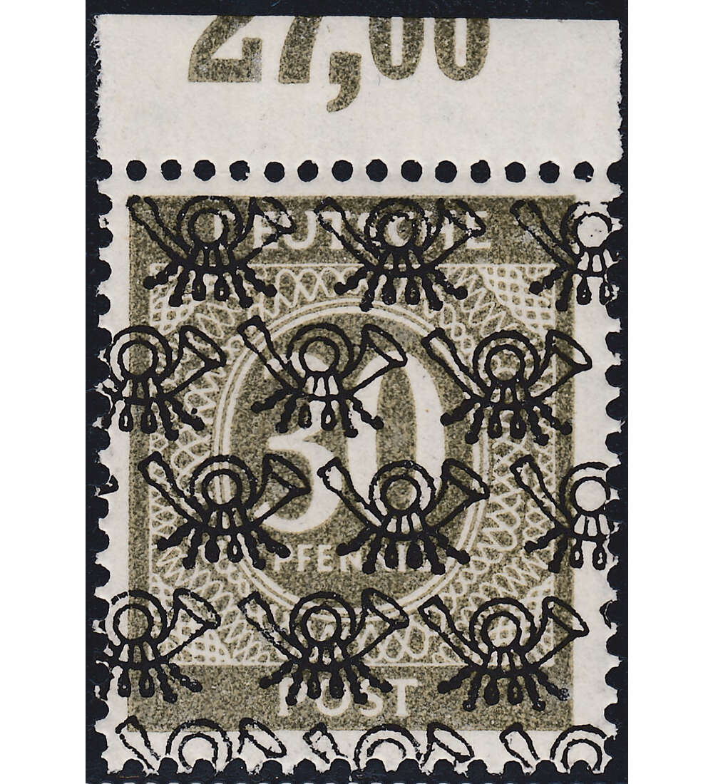 All. Besetzung Ziffer-Aufdruck Nr. 63 II P Oberrand postfrisch **