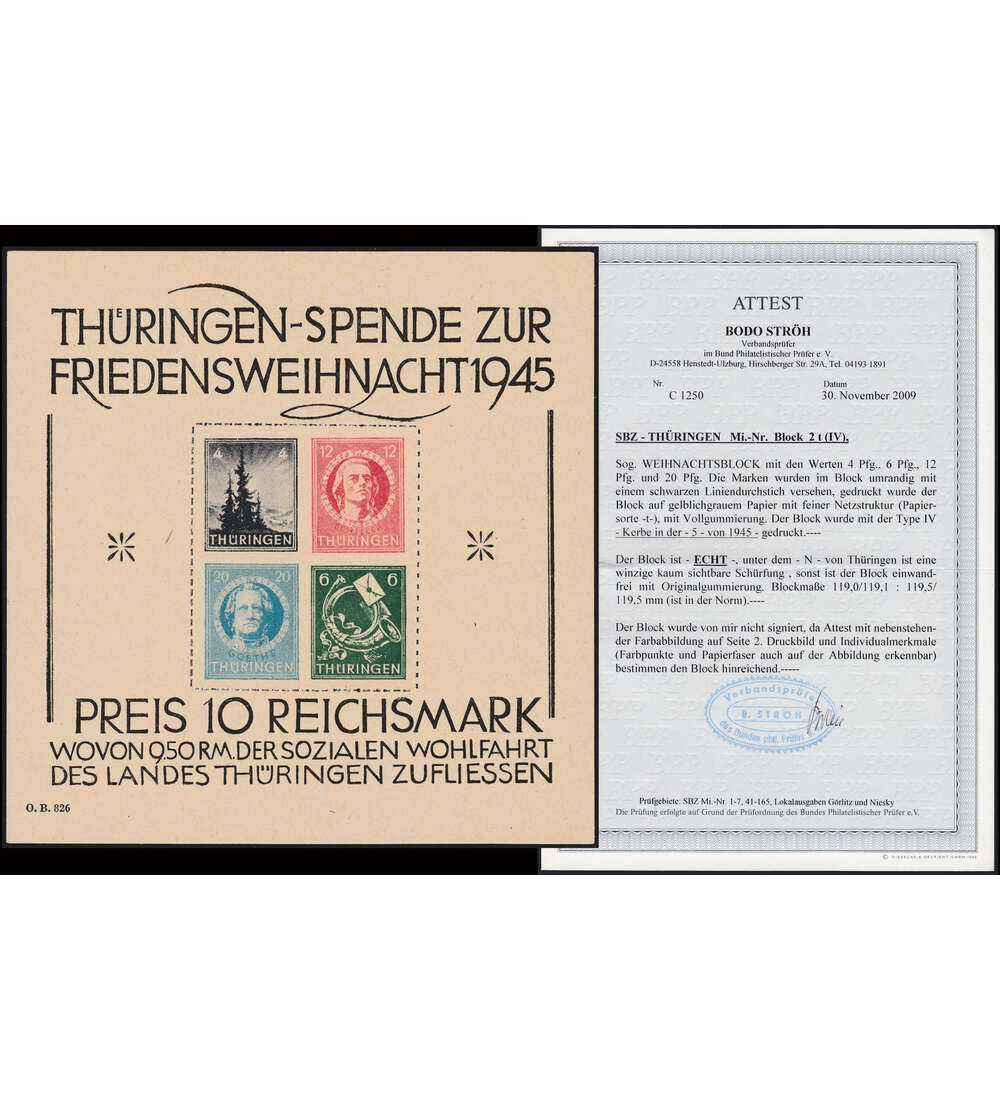 SBZ - Block 2 postfrisch ** mit Farbfotoattest