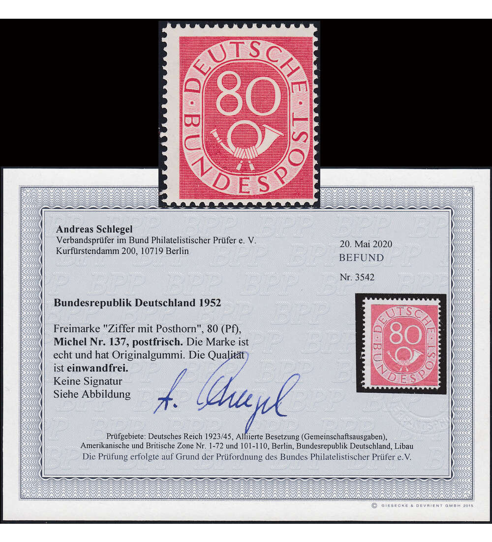 BRD Bund Nr. 137 Posthorn postfrisch verschobenes Druckbild